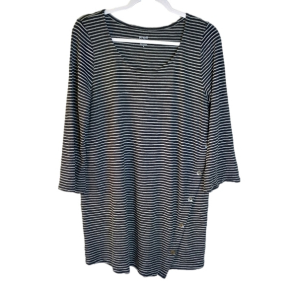 J. Jill Pure Jill Asymmetric Button Tunic Top Striped Scoop Neck Medium